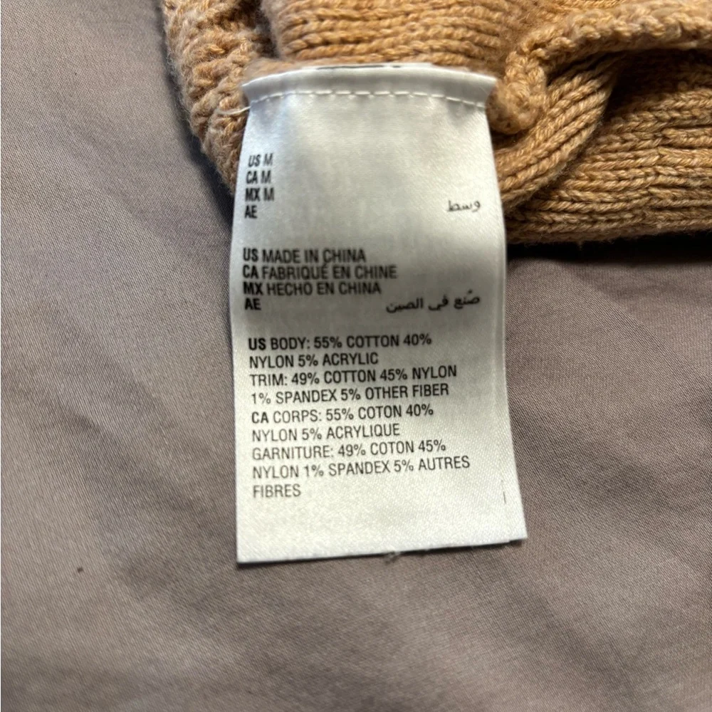 Charter Club Cable Knit Sweater Vest Medium Camel Button Front Pockets Vintage